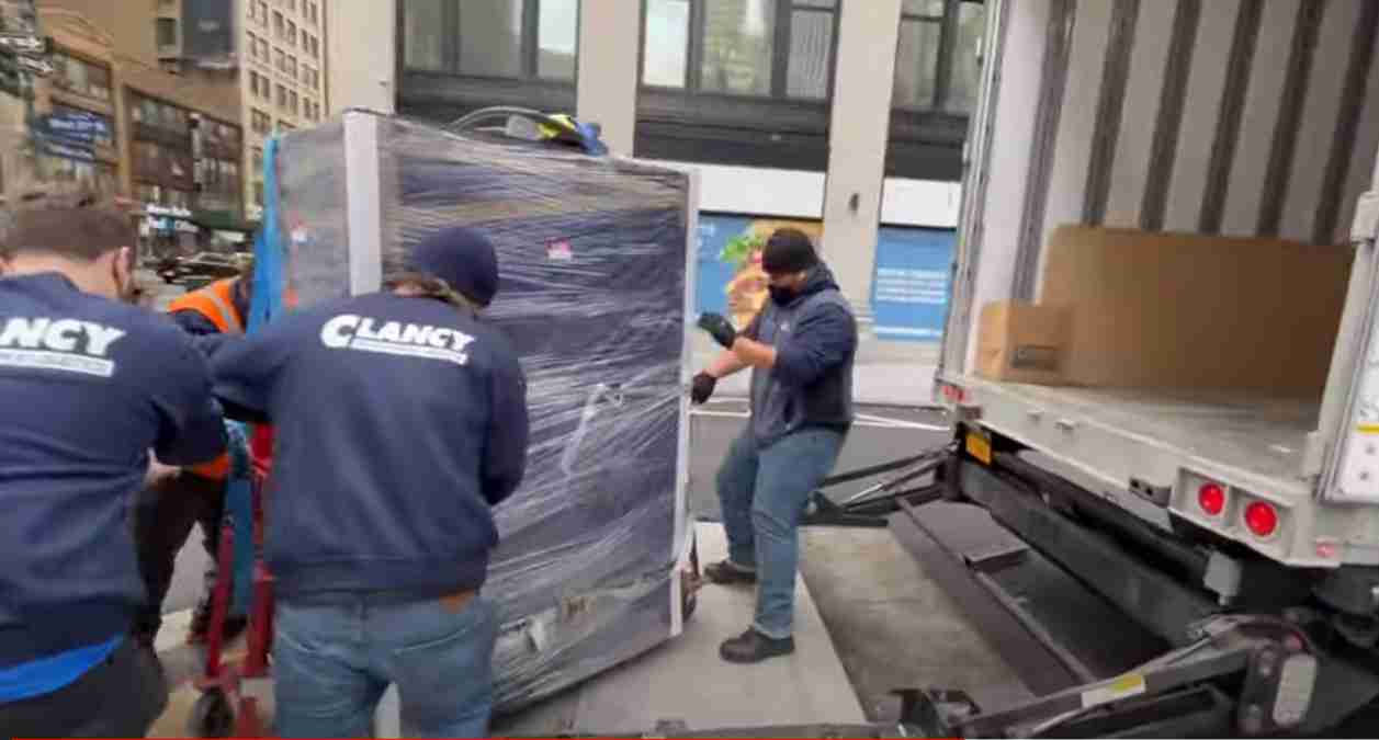 carefully moving the packages