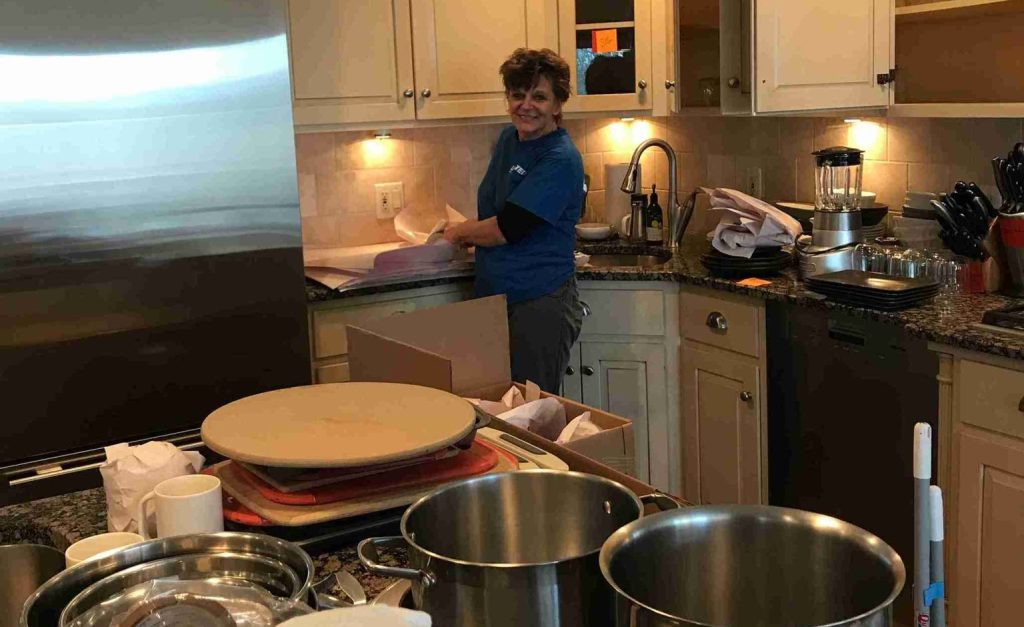 moving team preparing items to pack