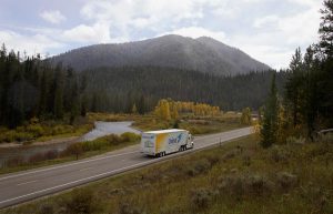 A moving company car doing interstate move